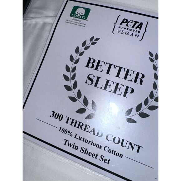 NEW IN PACKAGE BETTER SLEEP 100% LUXURIOUS Cotton PETA APPROVED VEGAN Crisp Whit - Picture 9 of 9